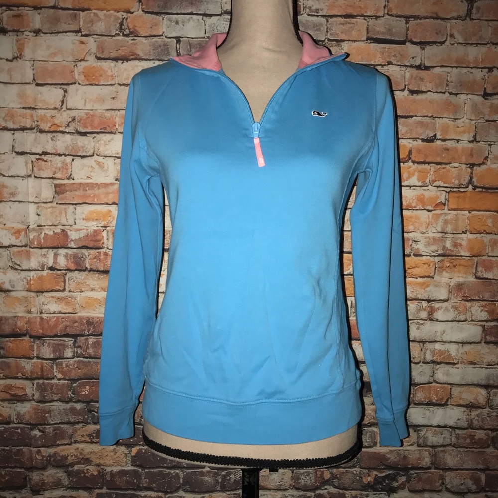 Vineyard Vines Jersey 1/4 Zip Blue Pullover